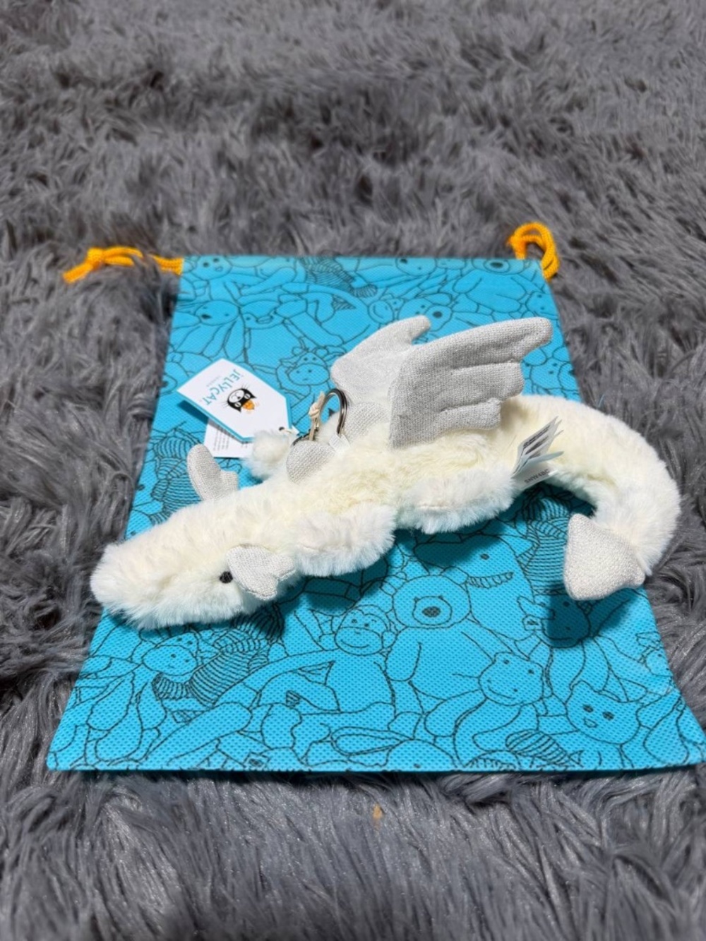 Jellycat Snow Dragon Bag Charm Keychain